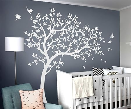 White Tree Wall Decals Wall Tattoo Large Nursery Tree Decals Wall Mural Removable Vinyl Wall Sticker Kw032r Amazon Co Uk Kitchen Home