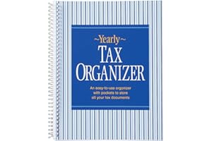 FOX VALLEY TRADERS Yearly Tax Organizer 9"x7" - Spiral Bound, 12 Pockets, Lined Ledgers - Bold Design Streamlines Taxes for Home & Small Business