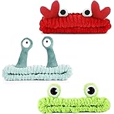 3 PCS Christmas Elastic Hairband Women Cartoon Coral Fleece Spa Headband Snail Frog Crab Hair Bands Face Wash Headband Makeup Head Wraps Creative Hair Accessories for Beauty Skincare Sport Shower