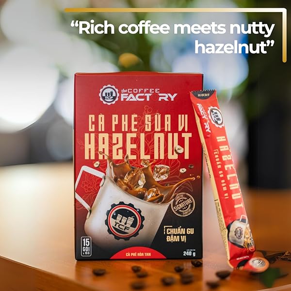 THE COFFEE FACTORY – INSTANT HAZELNUT COFFEE, AUTHENTIC & AROMA FLAVOR FROM VIETNAMESE (PACK OF 1, HAZELNUT FLAVOR)