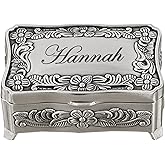 Personalized Vintage Jewelry Box - Custom Metal Trinket Box w Name, Small Jewelry Storage Organizer Treasure Chest Keepsake Gift Box for Women, Mom, Grandma or Friend on Christmas Mothers Day