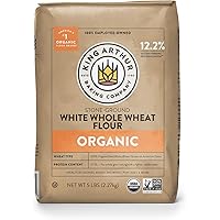 King Arthur, 100% Organic White Whole Wheat Flour, 100% Whole Grain, Non-GMO Project Verified, 5 Pounds (Packaging May Vary)