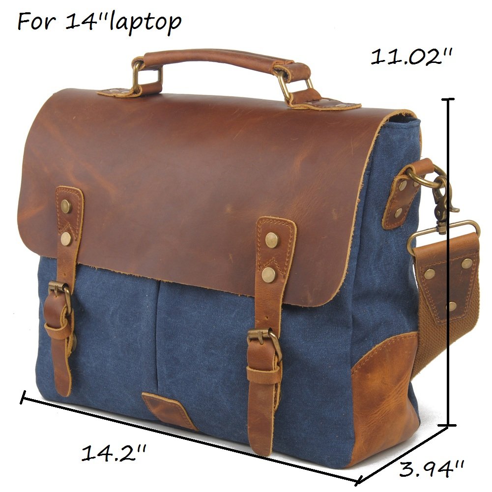 Fresion Multipurpose Vintage Canvas Leather Cross Body Handbag Sling Shoulder Backpack for Men and Women (Blue)