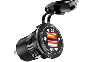 BlueFire Quick Charge 3.0 USB Charger Socket IP66 Waterproof Dual USB Car Charger Socket Power Outlet with LED Light for Car 