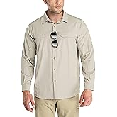 Outdoor Ventures Men's UPF 50+ UV Sun Protection SPF Hiking Shirt Long Sleeve Lightweight Quick Dry for Safari Travel Fishing