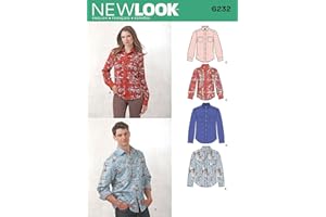 Simplicity Creative Patterns New Look 6232 Misses' and Men's Button Down Shirt, A (8-18/X-Small-X-Large)