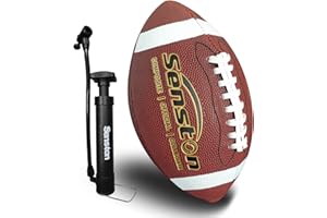 Senston Football Size 9/6 - Premium Composite Leather High School/Kids/Youth Football with Pump Size Foot Ball with Pump