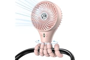 PANERGY Baby Stroller Fan, Oscillating Mini Portable Fan, 3 Speeds Battery Operated Flexible Tripod Clip on for Car Seat Crib Travel