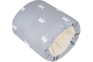 Povkufii Nursing Arm Pillows for Breastfeeding,Baby Feeding Arm Pillow Portable and Washable for Travel, Soft Cotton Ergonomic Bottle Nursing Essentials（Grey Crown）