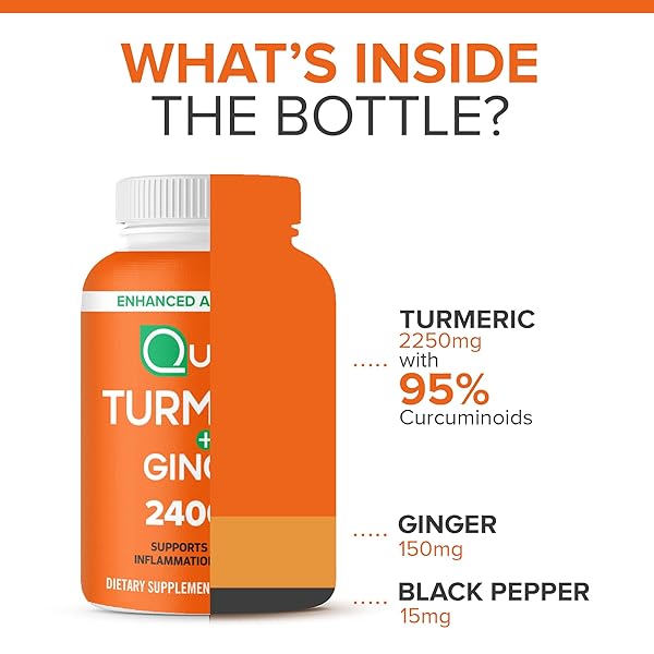 QUNOL TURMERIC CURCUMIN WITH BLACK PEPPER & GINGER, 2400MG TURMERIC EXTRACT WITH 95% CURCUMINOIDS, EXTRA STRENGTH SUPPLEMENT, ENHANCED ABSORPTION, JOINT SUPPORT SUPPLEMENT, 105 COUNT