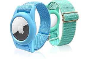 HOKEEA AirTag Bracelet for Kids, AirTag Holder with Elastic Wristband, Anti-Lost Watch Band for Apple Air Tag, Adjustable Strap for Toddler 2 Pack