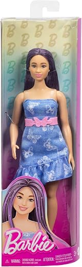 Barbie Fashionistas Doll 231 Purple Hair Strapless Denim Butterfly Dress view 6