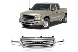 Perfit Liner Front Grille Grill Chrome Shell and Black Insert Compatible with 2003-2007 GMC 2003-2007 Sierra 1500 2500 GM1200475 19130791