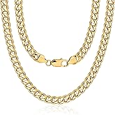CHENETOILE 7MM Cuban Link Chain for Men 14K Gold Chain Necklaces 20 Inch