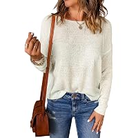 Acelitt Womens Casual Lightweight Long Sleeve Crewneck Knit Shirts Tops, S-XXL