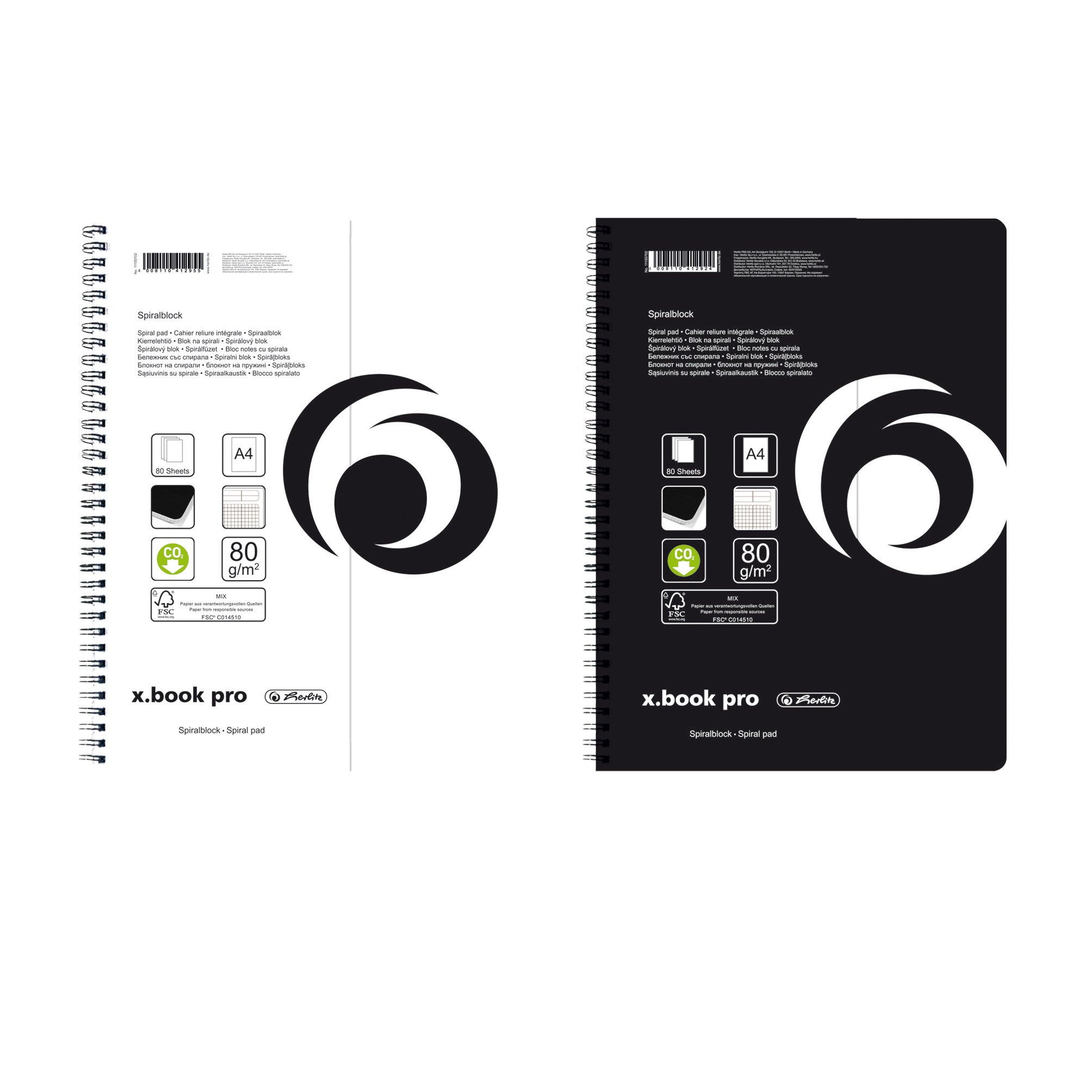 Herlitz x.book pro A4 80 Sheet Spiral Pad - White (5 Pieces)