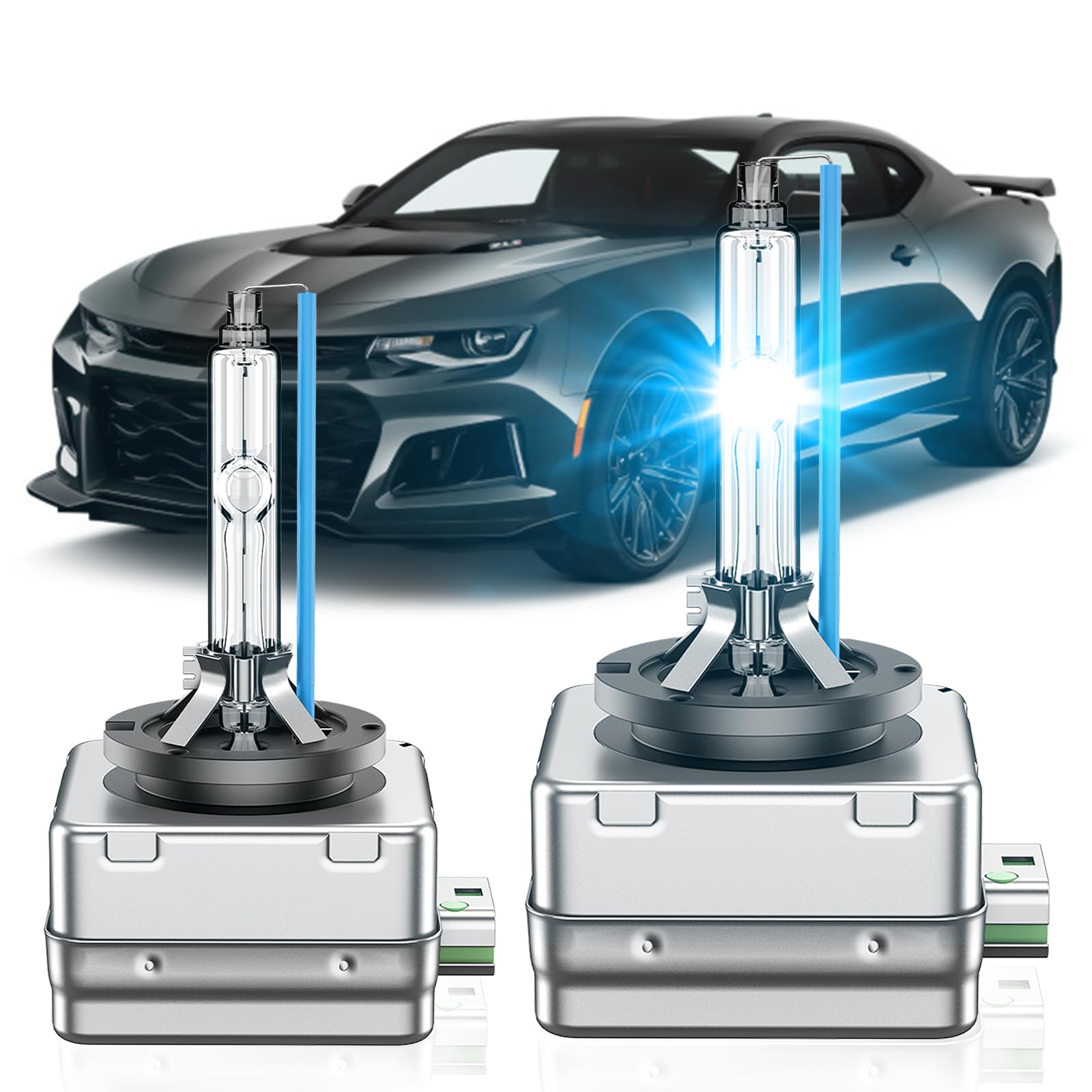Photo 1 of SENROBO Fit for Chevrolet 2014-2017 Chevy Camaro Impala Corvette SS D3S HID Xenon Headlight Bulbs, 350% Brightness, High Low Beam Light Bulb, 8000K White Blue, Plug and Play, Pack of 2