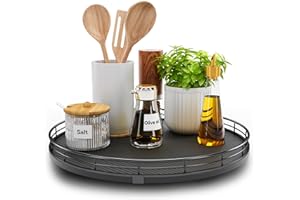 13" Lazy Susan Turntable Organizer for Table Top, Round Wooden Lazy Susan for Cabinet Kitchen Decor Centerpieces Coffee Table