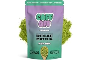 Caff Off Decaf Matcha Green Tea Powder From Japan – Small Premium Bag - 1.06 oz / 30 g – Ceremonial Grade – Naturally Decaffeinated Without Chemicals – Tested for Heavy Metals – First Harvest, Shade-Grown & Caffeine-Free Matcha Powder