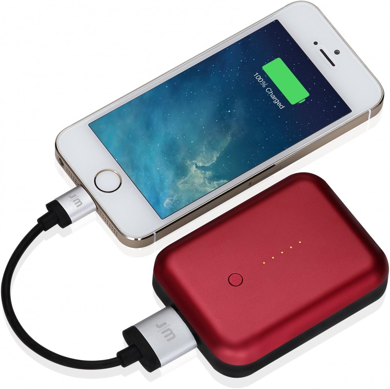 Just Mobile Gum ++ USB Power Pack Portable Battery Aluminum 6000mAh compatible with iPhone / iPad and Smartphone / Tablet Powerbank - Red