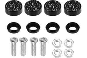 X AUTOHAUX 1 Set Bling Car License Plate Fasteners Screws Caps Covers Black Universal Rhinestone License Plate Bolt Cap Plastic Washer