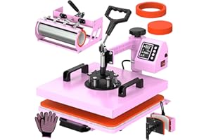 ENJOYCOLOR 12x15 Heat Press with 30 OZ Tumbler Attachment, 5 in 1 Heat Press Machine for T Shirts, Tumblers Glass Cans Mugs Hats and Plates