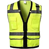DPSAFETY Reflective Safety Vest,Heavy Duty Class 2 Hi Vis Vest-Ansi/Isea Standard,Construction Work Safety Vest(Lime,2XL)