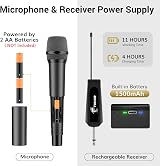 TONOR Wireless Microphone System Dual UHF 60m 30 Frequencies Treble Bass Echo view 9