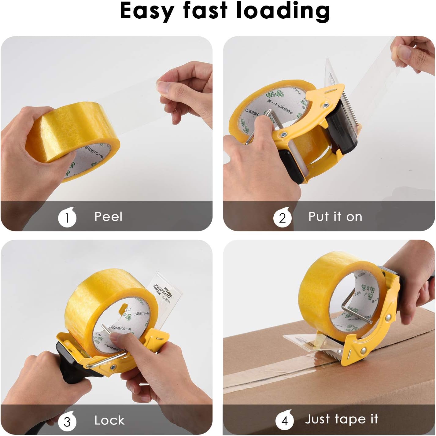 PROSUN Fast Reload 2 Inch Tape Gun Dispenser Packing Packaging Sealing Cutter Orange TG01 (Yellow): Industrial & Scientific
