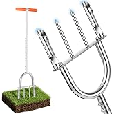 Manual Core Aerator, 2 Hollow Slot + 2 Spike Tines, Semi-Assembled, Orange | 4.7" heat-treated tines, comfort-grip long handle. Reduces compaction, pre-water for best results. Easy 5-min assembly.