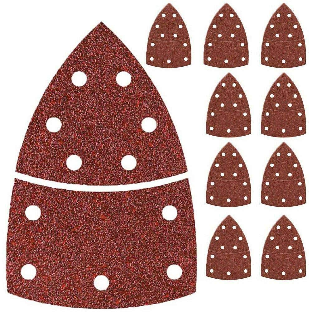 Sanding Discs Pads, SUPERTOOL 40Pcs Mouse Sanding Sheets Detail Palm Sander - Triangle Grinding Hook and Loop Sandpaper Kit (Mixed Grit)