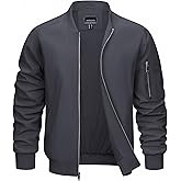 CRYSULLY Mens Lightweight Bomber Jackets Full Zip Up Casual Golf Windbreaker Fashion Stylish Coat with Pocket