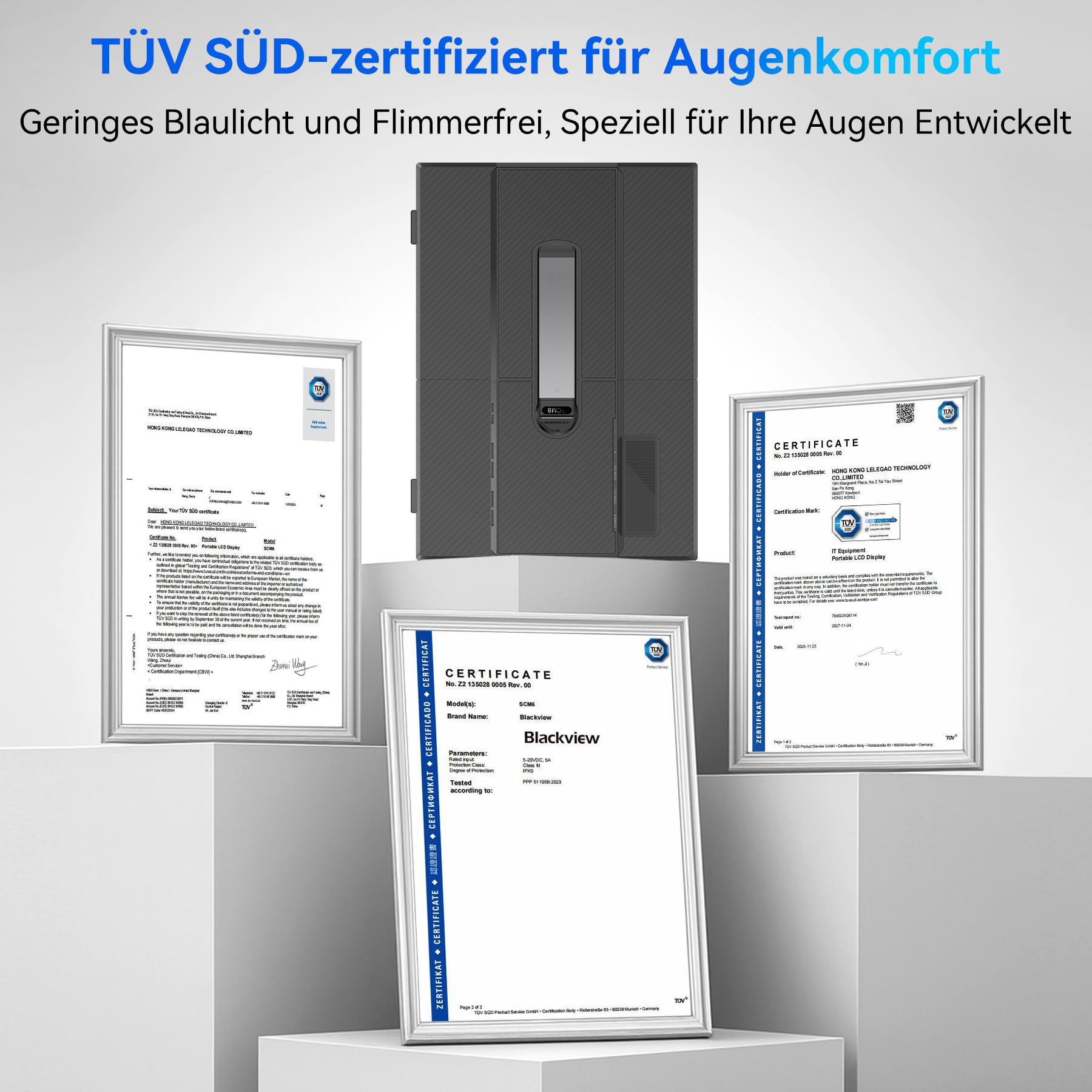 Blackview DCM6 Laptop Bildschirm Erweiterung 14" Ultradünn 4,5mm 0.9KG, 1080P FHD Triple Screen Laptop Monitor für Laptop 13"-17,3", HDMI/USB-A/USB C TÜV SÜD Portable Monitor für PC/Mac/PS3/4/5/Xbox 6