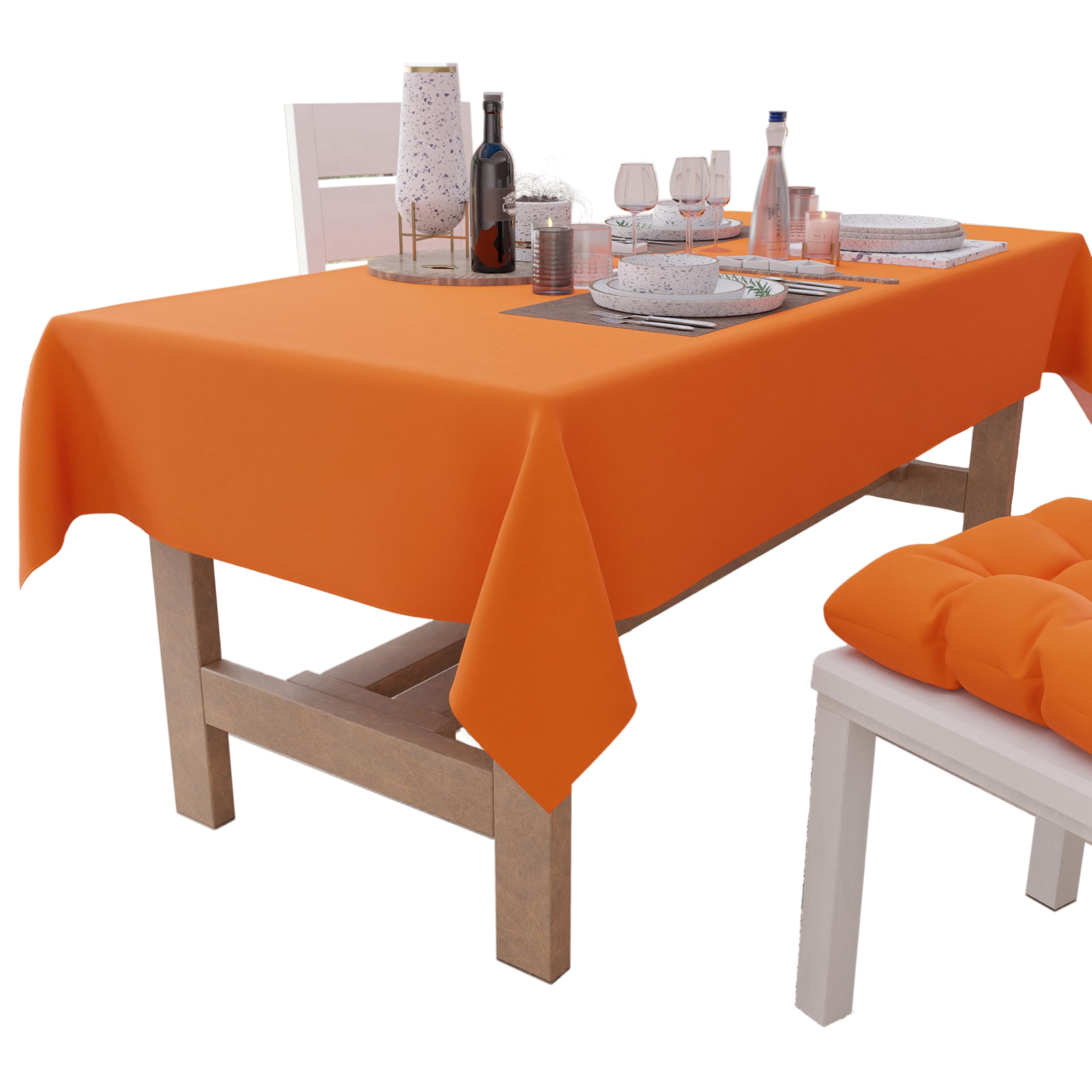 PETTI Artigiani Italiani - Rectangular Tablecloth, Elegant Tablecloth, Plain Cotton Tablecloth, Kitchen Table Cover, Orange Tablecloth X12 Seater (140 x 240 cm), 100% Made in Italy