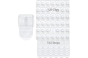 CARAINBO 120Clips+132Strips Indoor Mini Light Clips, Mini Hooks for Indoor String Lights Clips, Easy to Use & Remove, No Tools Mini Wall Clips for Hanging Lights and Cables, Cord Holders