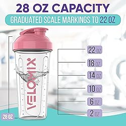 VELOMIX -2 Pack- 28 oz Protein Shaker Bottles for