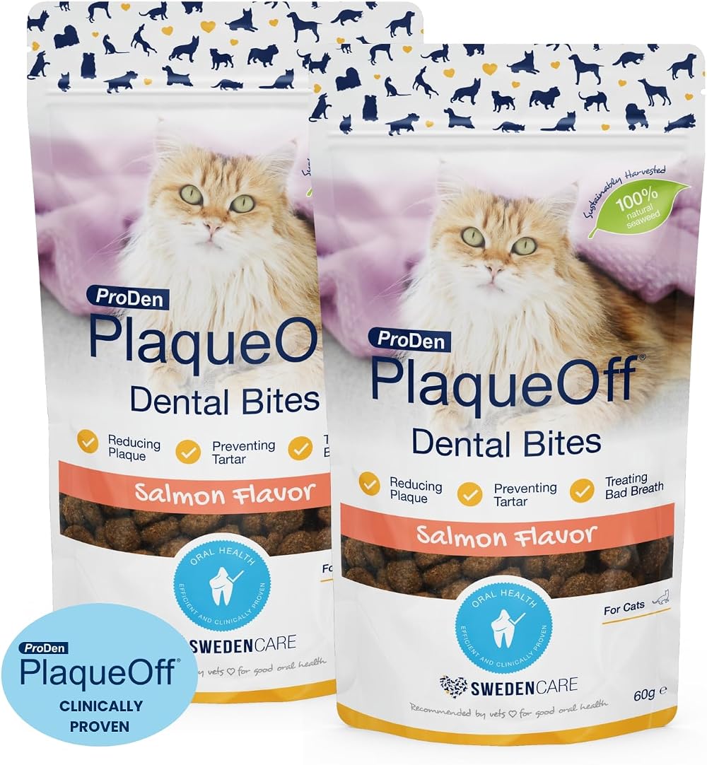 ProDen PlaqueOff 60g Salmon Bites Cat Dental Care Bundle