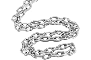 HAKZEON 304 Stainless Steel Chain, Heavy Duty 3/16 inch x 26.2 Feet Metal Chain, Durable Decorative Chains for Hanging Clothe