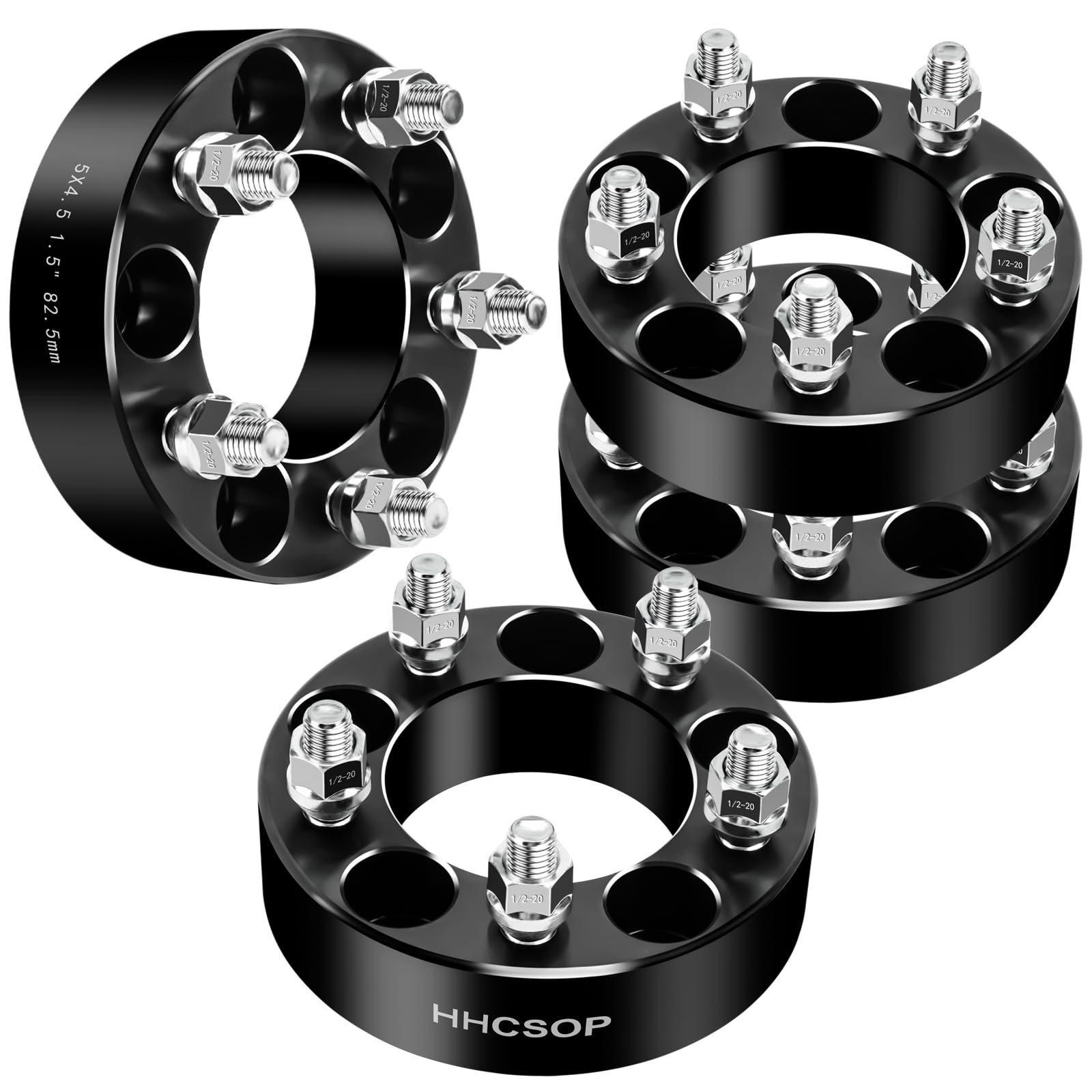 Photo 1 of 5x4.5 Wheel Spacers 1.5" Fit for Ford Mustang Ranger Explorer Jeep Wrangler Liberty Cherokee KJ TJ YJ XJ 5x114.3 Wheel Adapters 1.5 Inch 82.5mm Hub Bore 1/2x20 Studs, Black, 4PCS Hubcentric Adapters