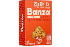 Banza Rigatoni Pasta from Chickpeas - Gluten Free, High Protein, and Lower Carb Protein Rigatoni Chickpea Pasta - 8oz