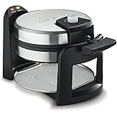 Cuisinart WAF-F30 Round Flip Belgian Waffle Maker, Black/Silver, 1 inch thick