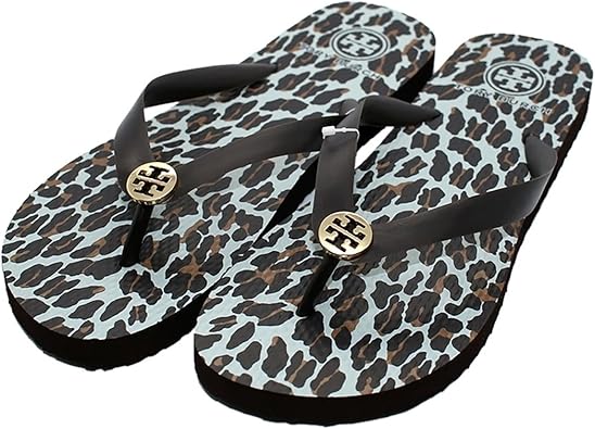 tory burch flip flops leopard