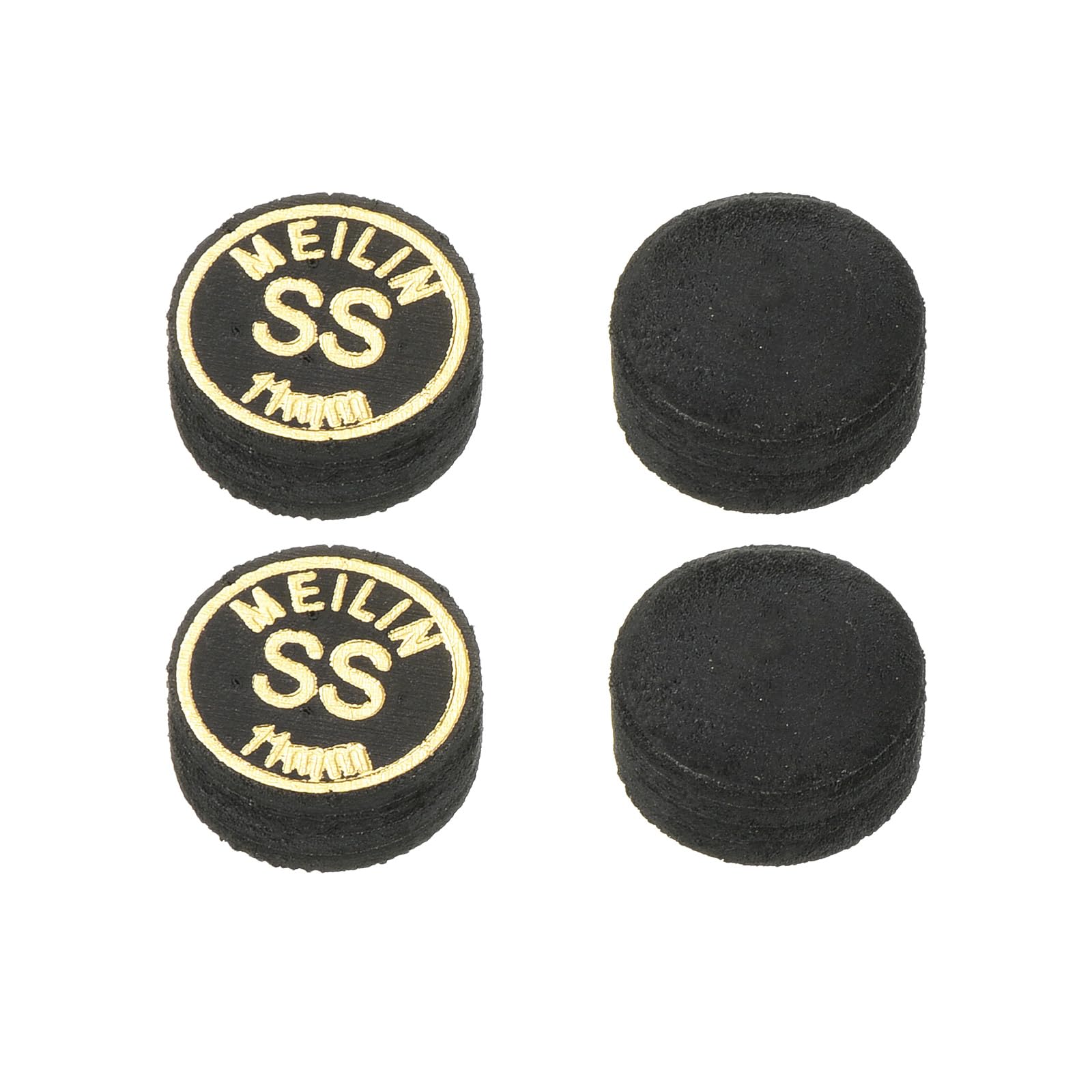 M METERXITY 4 Pack Pool Cue Tips - Laminated Billiard Cue Tips, Super Soft Multiple Layer Faux Leather, Apply to Pool Cues/Snooker (11mm Dia, Black)