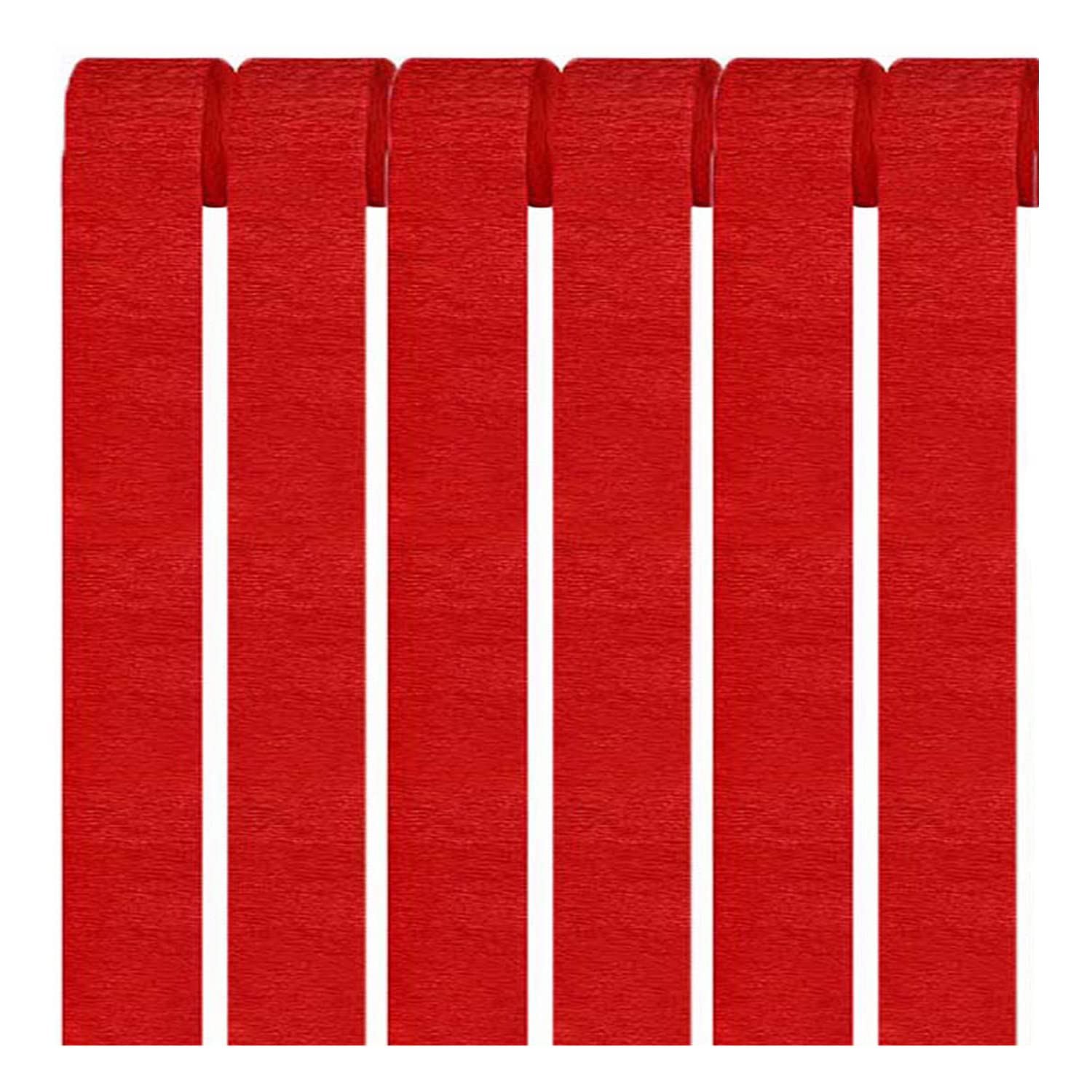 6 Rolls Red Crepe Paper, Red Streamers Decorations for Birthday Party,25 m x 4.5 cm/Roll