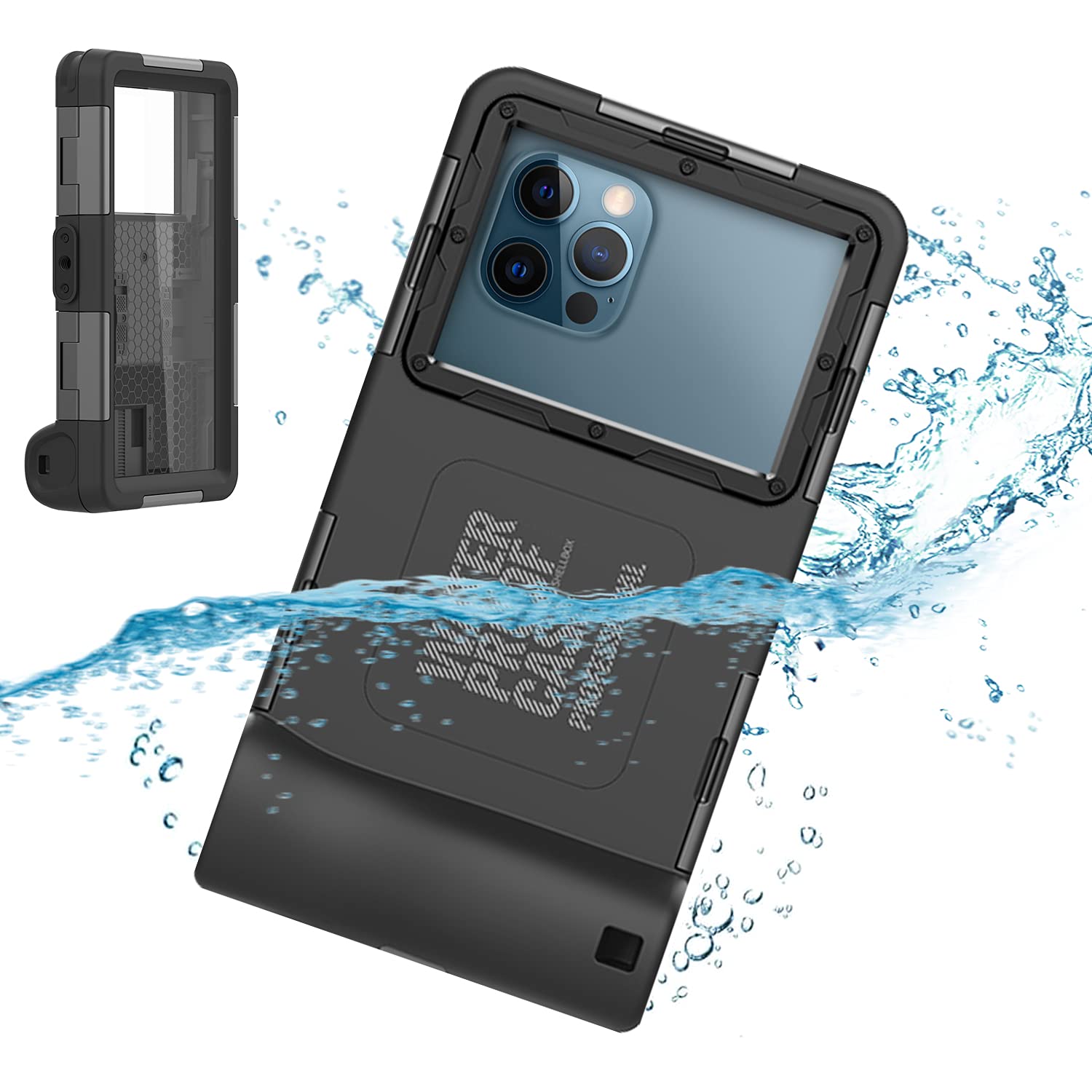 FONREST for iPhone 16/16e/15/14/13/12 Plus Pro Max Diving Case, Universal IP68 Waterproof Cover for All Smartphones from 4.7''-6.9'' for Surfing Snorkeling Photo Video Shooting w/Lanyard (Black)