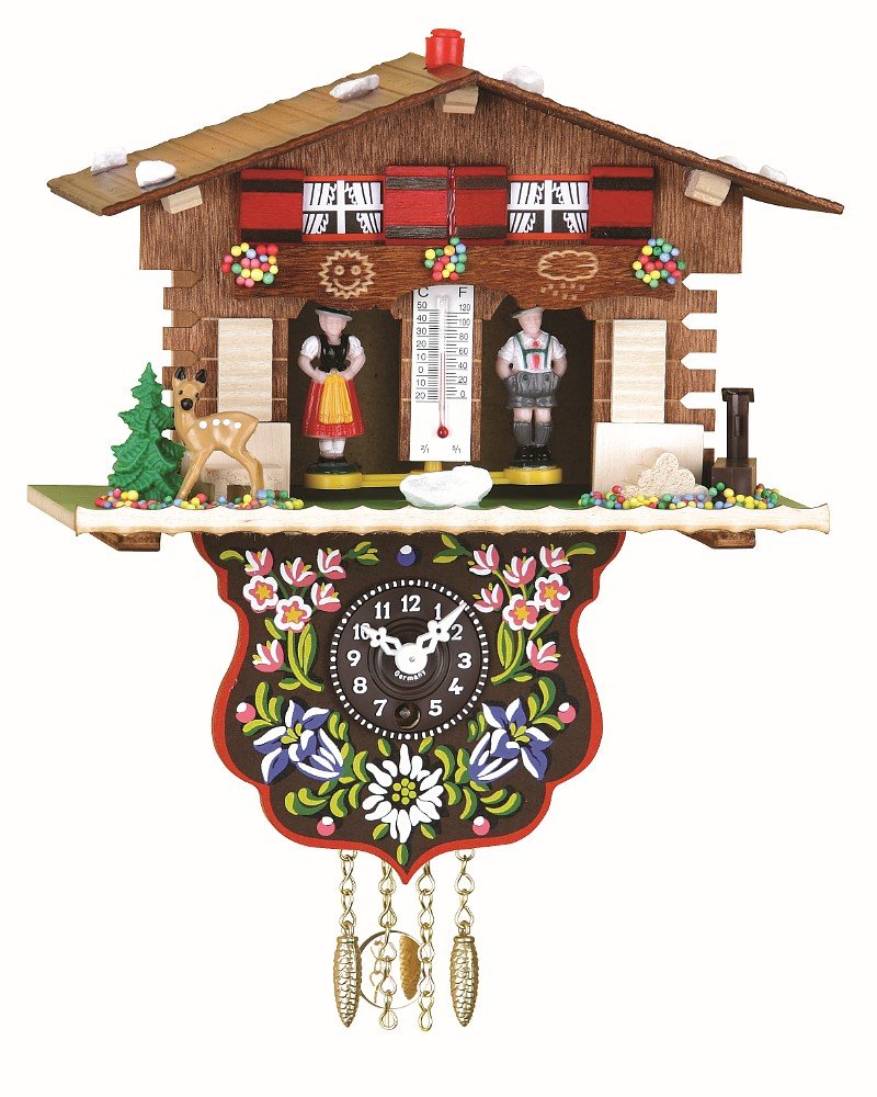 Trenkle Schweizerhaus Black Forest Clock Colourful 19 cm x 21 cm Wall Mount Mechanical
