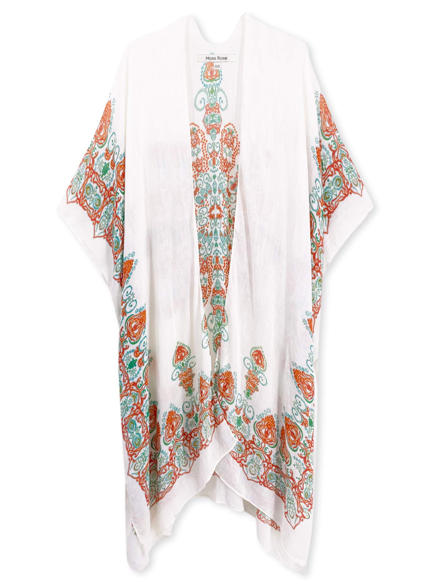 Moss Rose Women's Beach Cover up Swimsuit Kimono with Bohemian Floral Print, Loose Casual Resort Wear