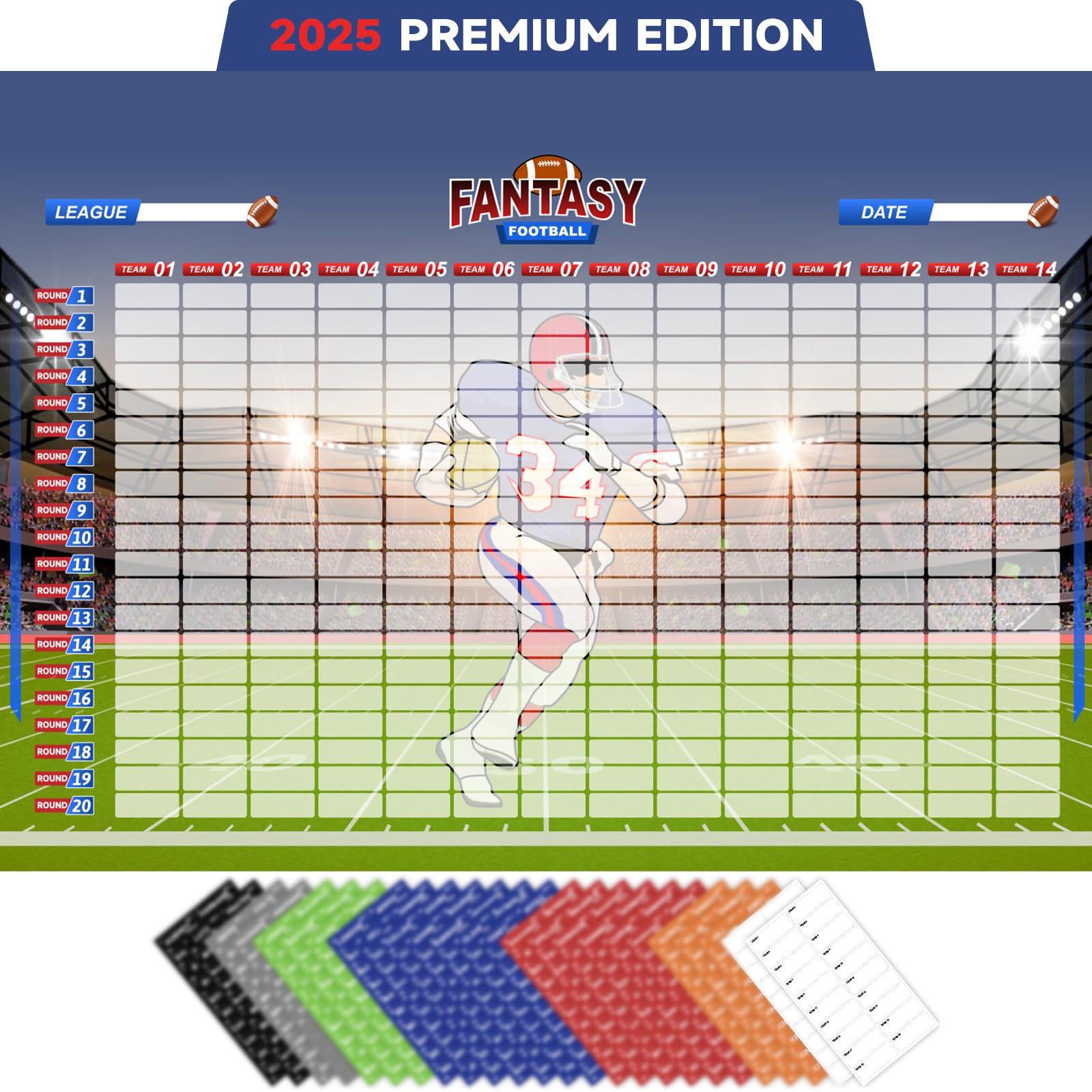 Photo 1 of Dreamy Cubby Fantasy Football Draft Board Kit, 5 Feet x 3.3 Feet Board – Premium Color Edition