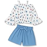 Weebaby Girls Clothes 2 Piece Outfits Cute Kid Clothes Crop Top Paperbag Waist Shorts Set Summer Clothes for Tween Girls