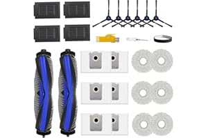 aoteng T50 Max Pro Omni Replacement Parts for ECOVACS DEEBOT T50 Max Pro Omni Robot Vacuum Cleaner 25 Packs 2 Main Brushes, 4 Filters, 6 Side Brushes, 6 Mop Cloths, 6 Bags, 1 Bumper Stripe